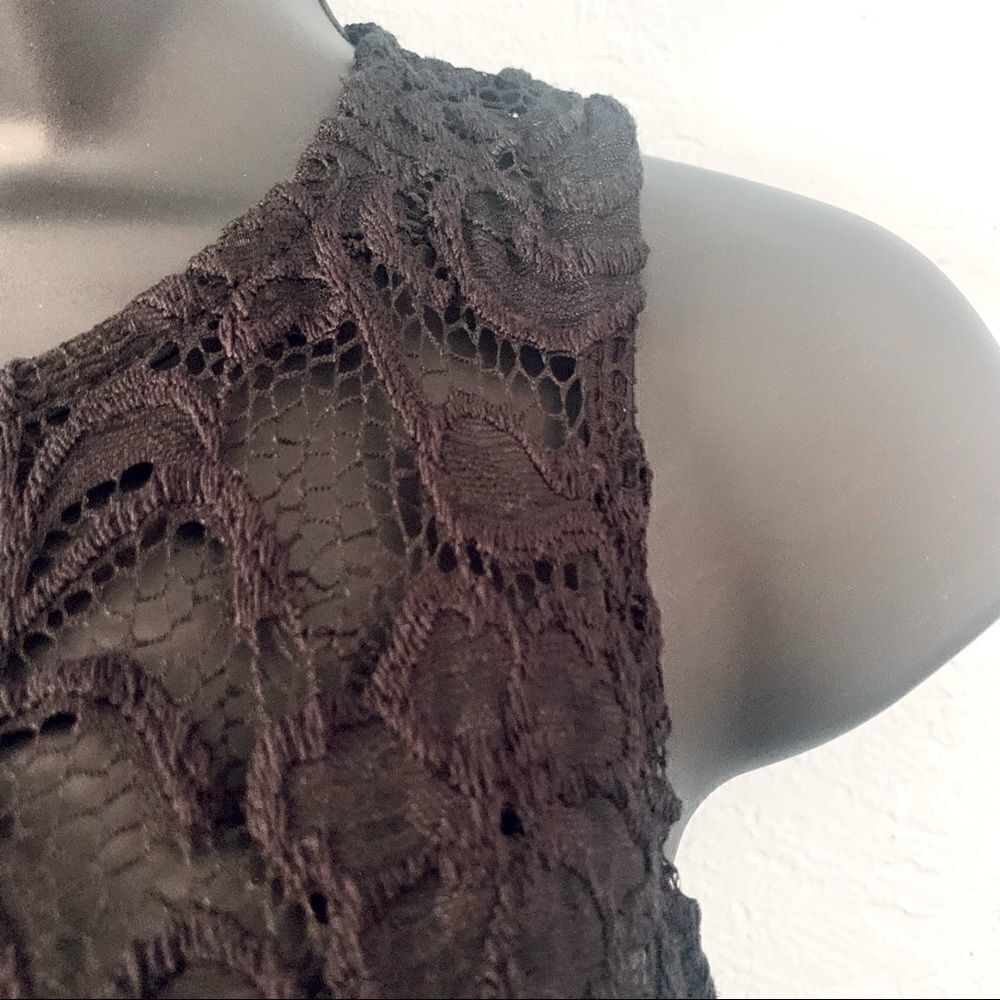 Ambiance Black Lace Overlay Midi Dress Size Small - Picture 4 of 15